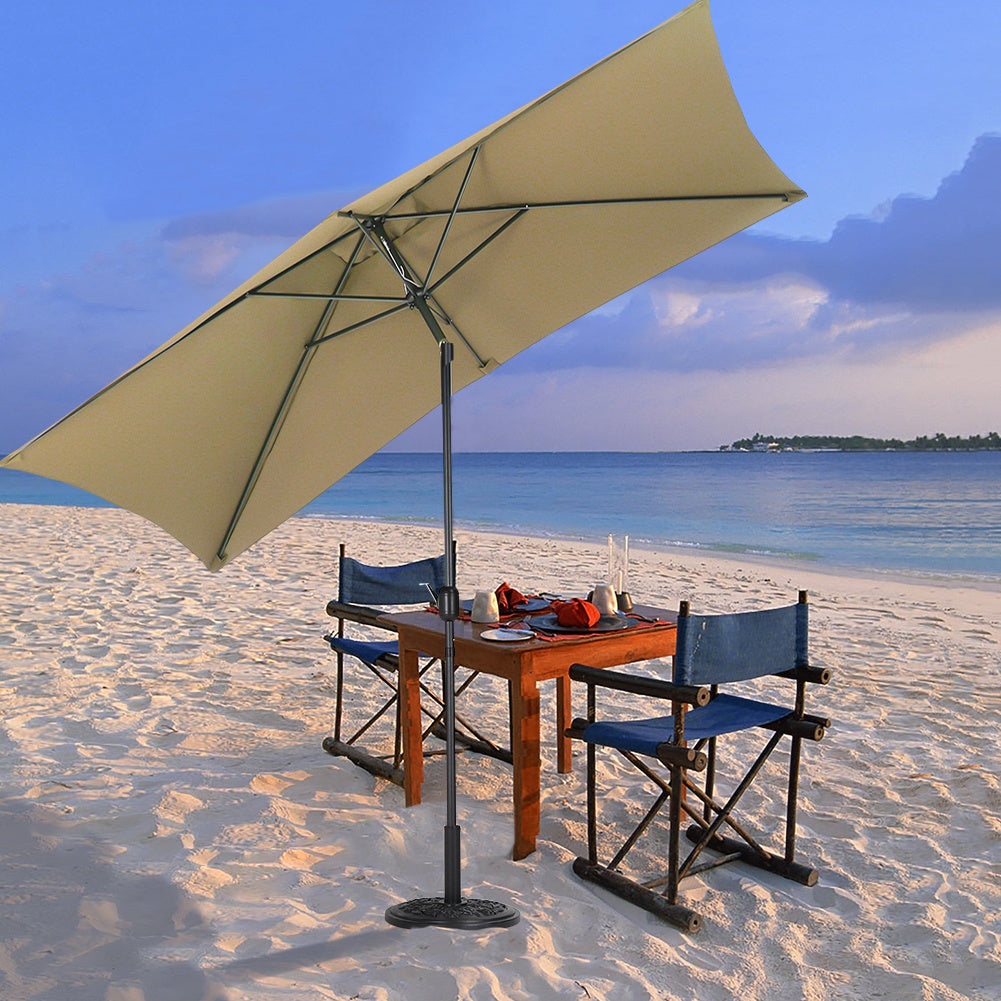 250 cm H Outdoor Waterproof Rectangular Parasol, with Round Base