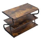 Brown S frame Shoe Rack 3 Tier Shelf