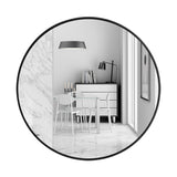 Modern Wall Mounted Slim Frame Round Mirror, Black 60cm