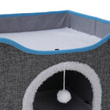Dark Grey Foldable Multifunctional Cat Bed with Scratching Pad