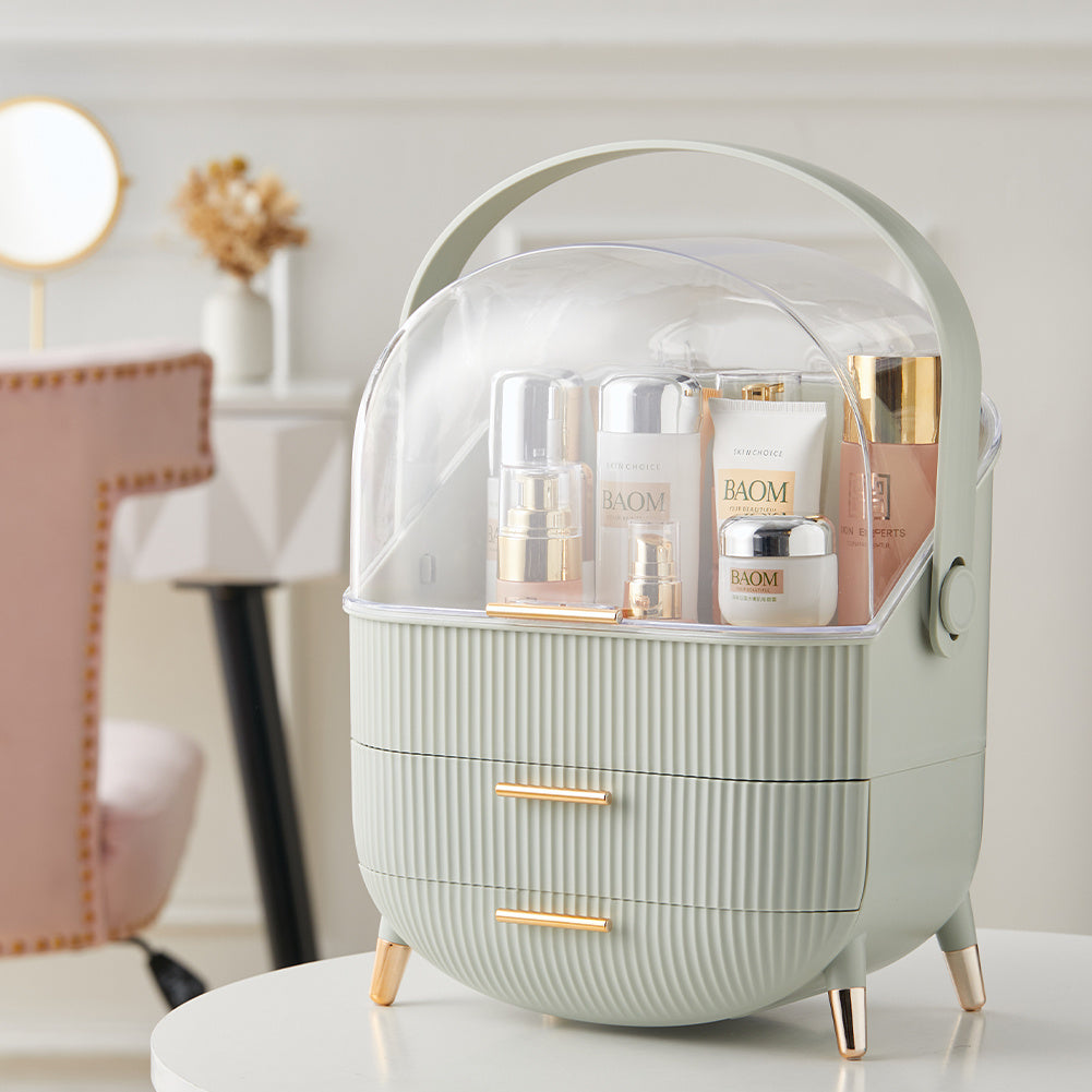 Mint Green Dustproof Makeup Organizer with Drawers