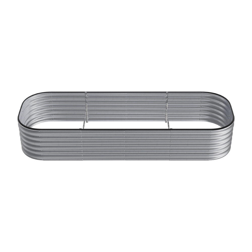 Silver 240cm Oval Shaped Galvanized Steel Raised Garden Bed