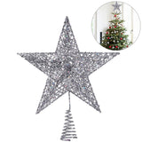 LED Light Up Christmas Tree Topper Star Xmas Ornament Home Party Decoration, Silver 25X28CM