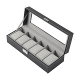 Faux Leather Watch Display Case with 6 Slots