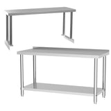 150CM Stainless Steel Kitchen Working Table with Lower Layer and Backsplash