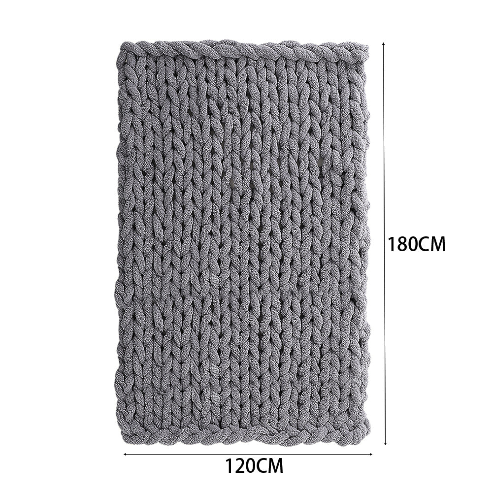 120x180CM Hand Woven Chenille Blanket for Couch and Bed,Grey