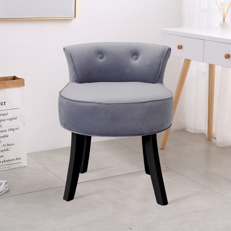 Grey Buttoned Velvet Dressing Table Stool