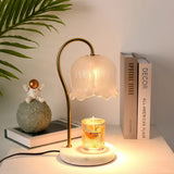 White 30.5cm Flower Shaped Glass Bedside Lamp