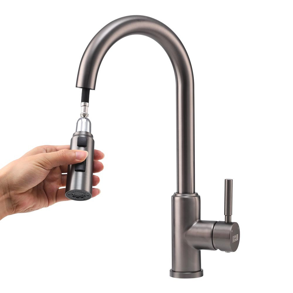 Grey Modern Single Handle Kitchen Faucet