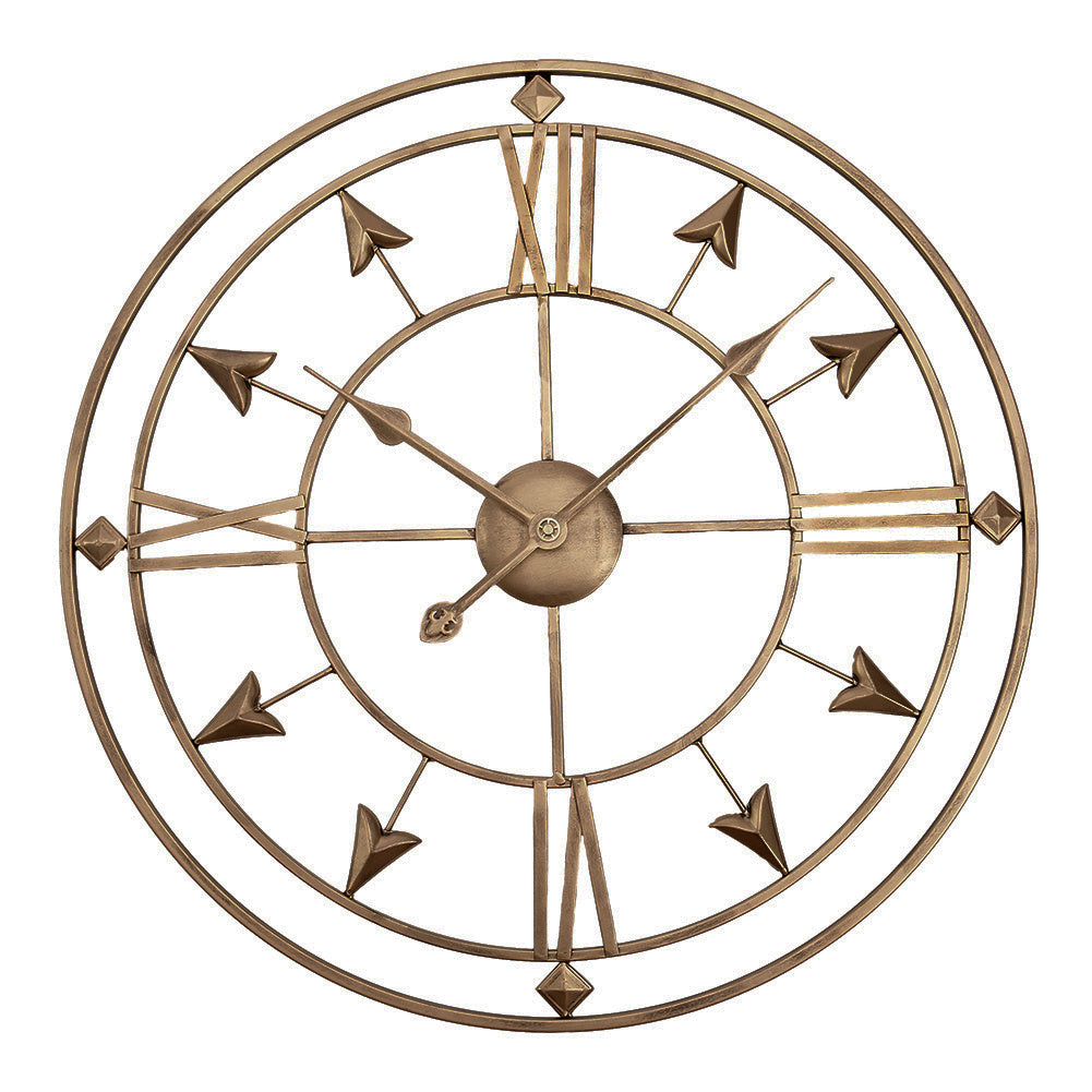 Vintage Gold Metal Roman Numerals Wall Clock