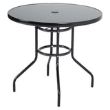 Set of 3 Garden Patio Glass Umbrella Round Table and Stackable Chairs Set