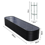 320cm Anthracite Oval Shaped Galvanized Steel Raised Garden Bed