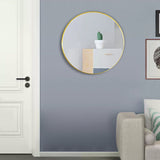 Modern Wall Mounted Slim Frame Round Mirror, Gold 70cm