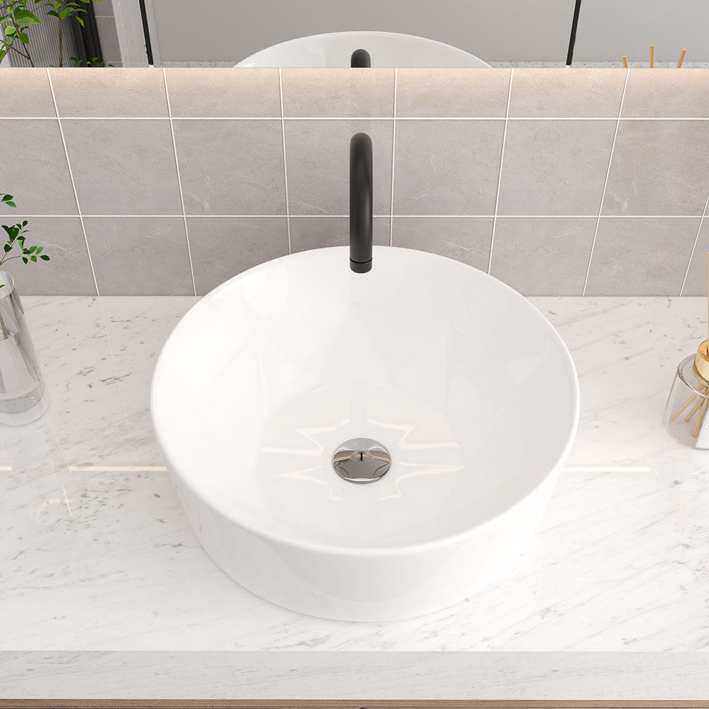 Modern Counter Round White Bathroom Sink Art Basin