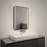 Black Framed Rectangular LED Light Bathroom Vanity Mirror