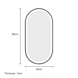Black Modern Oval LED Wall Mirror Metal Framed