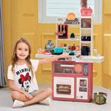 Red Mini Play Kitchen Set With 63PCS Kitchen Accessories