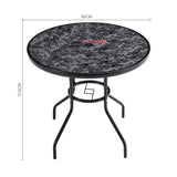 Black Round 80cm Garden Tempered Glass Marble Coffee Table with Four chairs