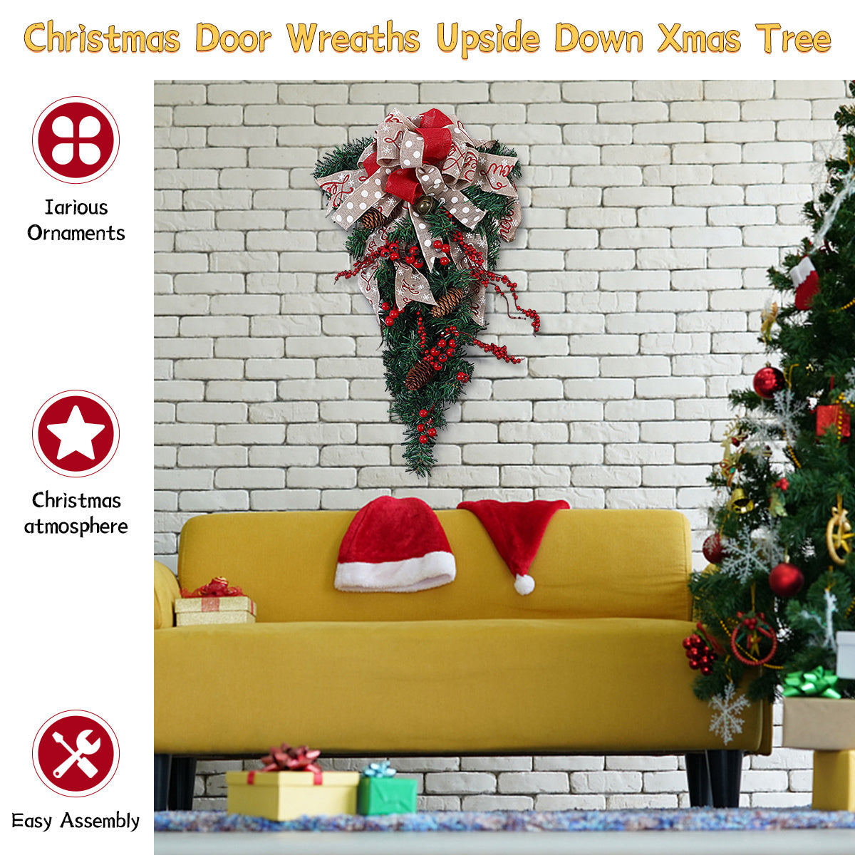 Ribbon Bow Christmas Teardrop Swag