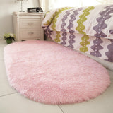 Oval Faux Fur Sheepskin Floor Rug, Pink 60x90CM