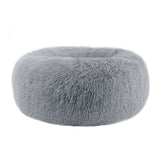 Grey Round Donut Plush Dog Cuddler Bed