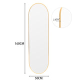 Gold 160cm Oval Full Length Wall Mounted Mirror