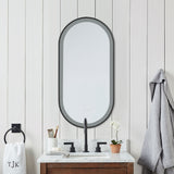 Black Modern Oval LED Wall Mirror Metal Framed