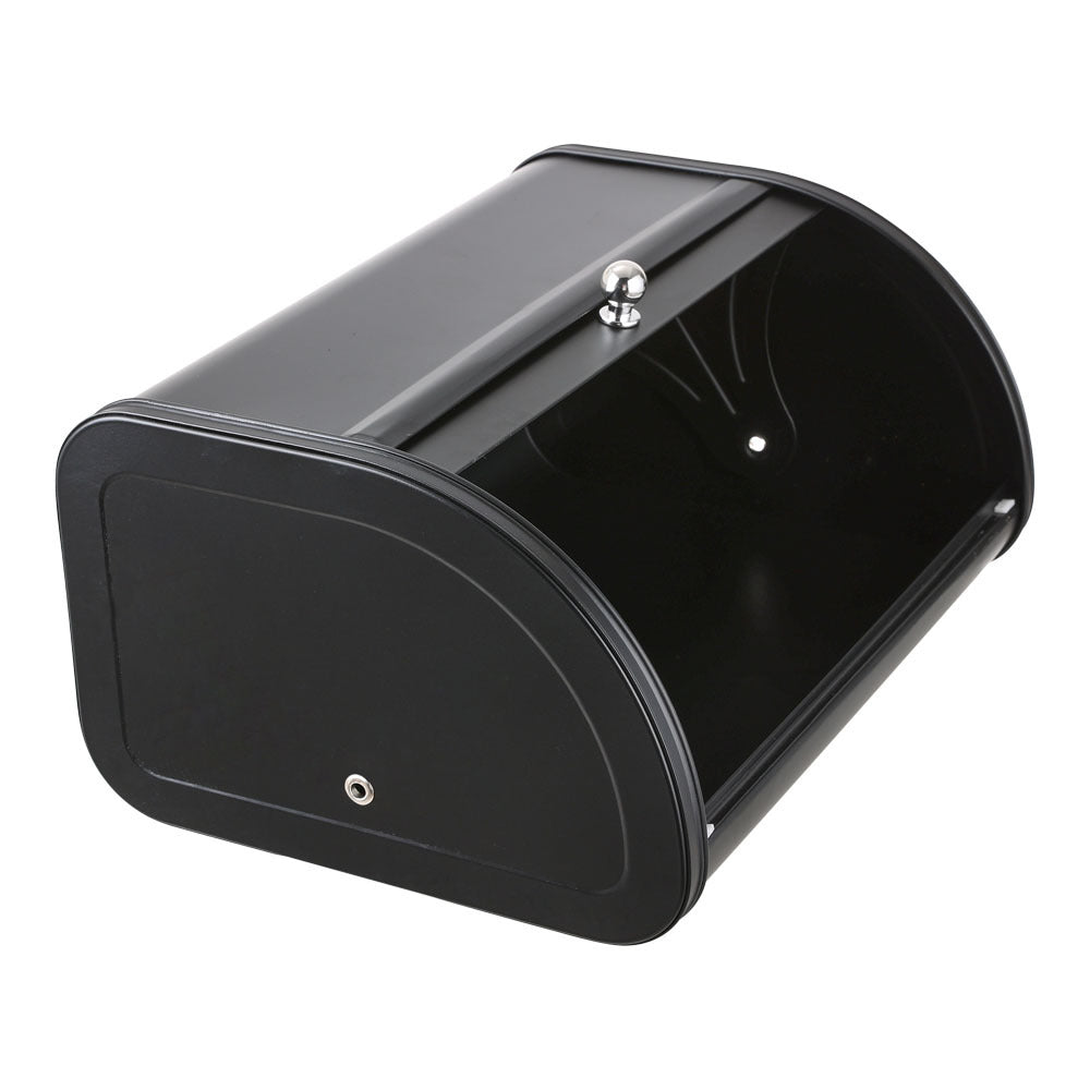 Black Metal Roll Top Bread Container for Kitchen Countertop