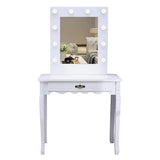 Makeup Dressing Table Stool Set with Square Led Mirror