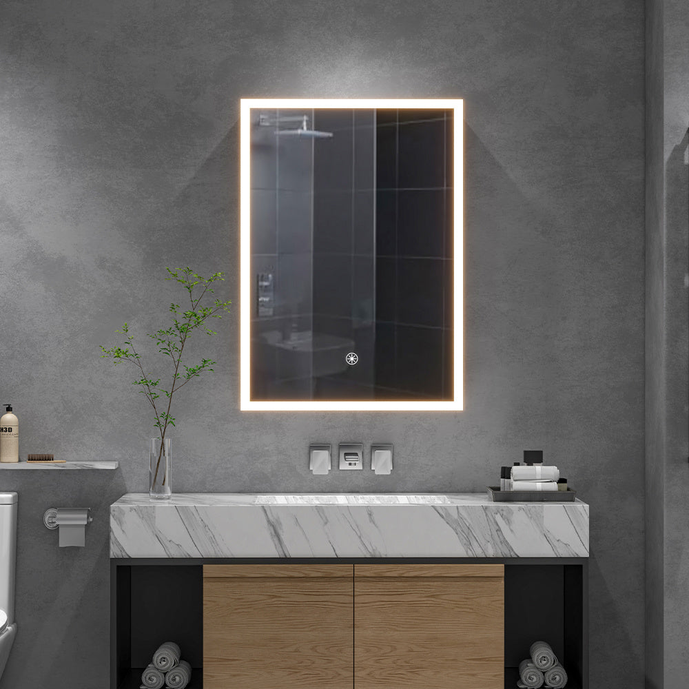 Rectangular Wall Mount Mirror Cabinet with LED Light