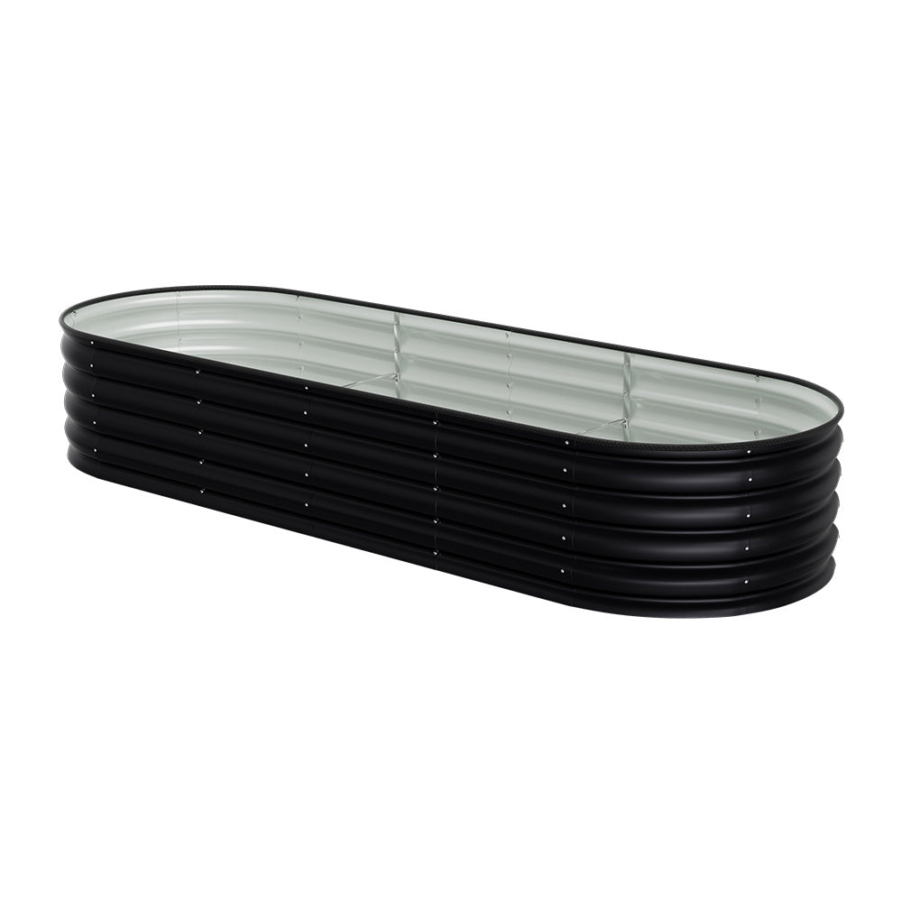 Anthracite 240cm Oval Shaped Galvanized Steel Raised Garden Bed