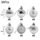 36 Pieces Silver Xmas Ball Christmas Tree Deluxe Bauble Set