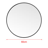 Modern Wall Mounted Slim Frame Round Mirror, Black 60cm