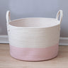 Cotton Laundry Basket with Large Capacity Pom-Pom Handle and Foldable Design