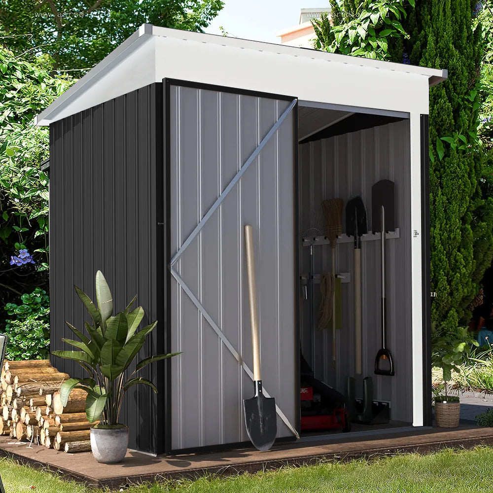 Charcoal Black 3x5ft Storage Shed with Shelves