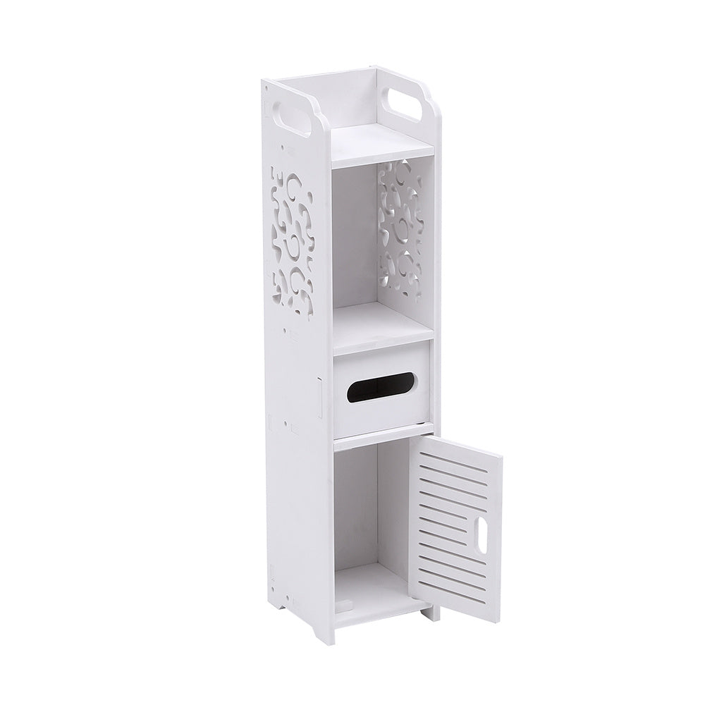 White 68cm H Freestanding Wooden Small Bathroom Cabinet