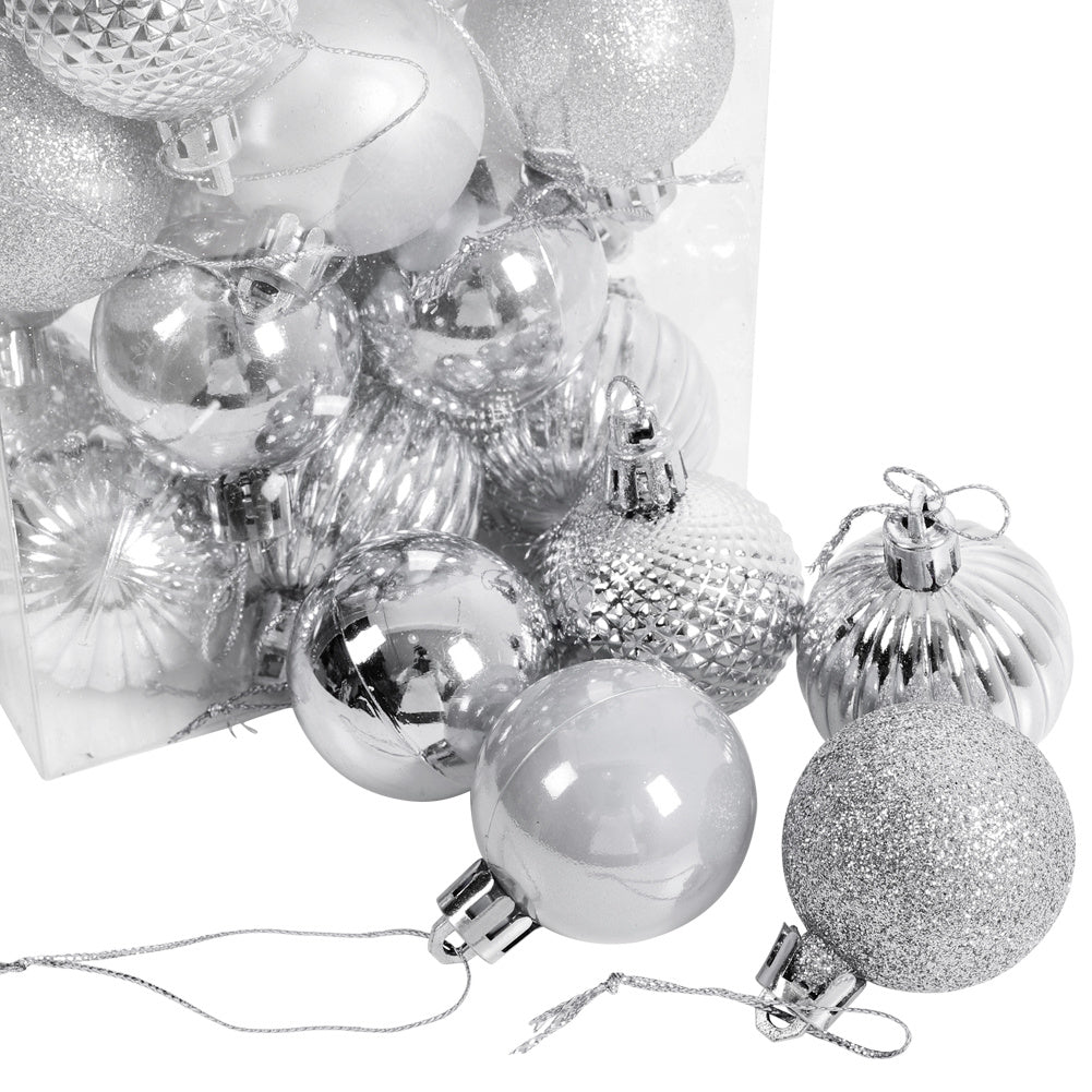 36 Pieces Silver Xmas Ball Christmas Tree Deluxe Bauble Set