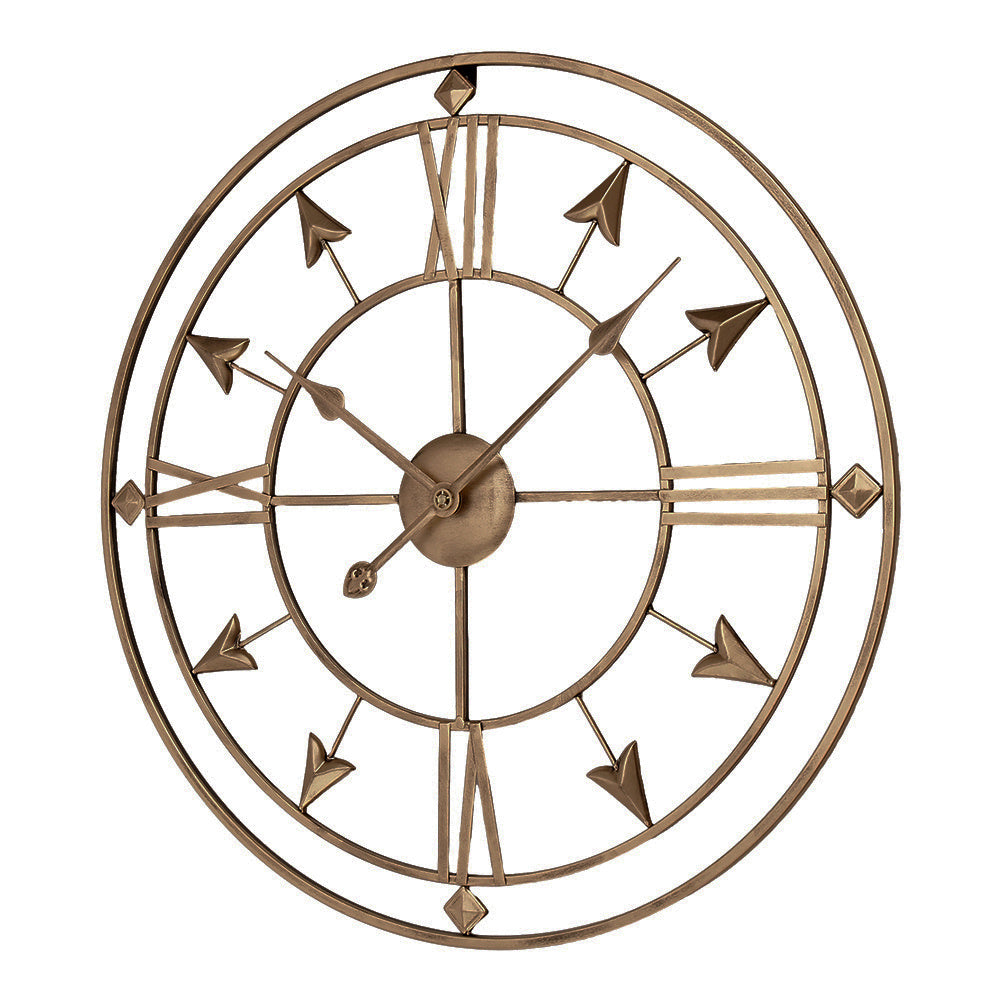 Vintage Gold Metal Roman Numerals Wall Clock
