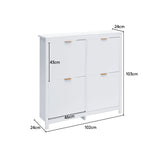 White Flip Down Wooden Shoe Cabinet