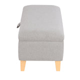 71CM Linen Storage Organizer Ottoman Footstool Light Grey