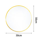 Modern Wall Mounted Slim Frame Round Mirror, Gold 50cm