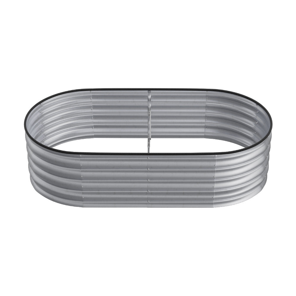Silver 160cm Oval Shaped Galvanized Steel Raised Garden Bed