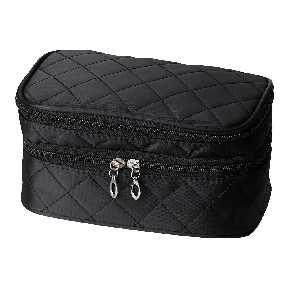 Black Rhomboid Waterproof Travel Makeup Bag