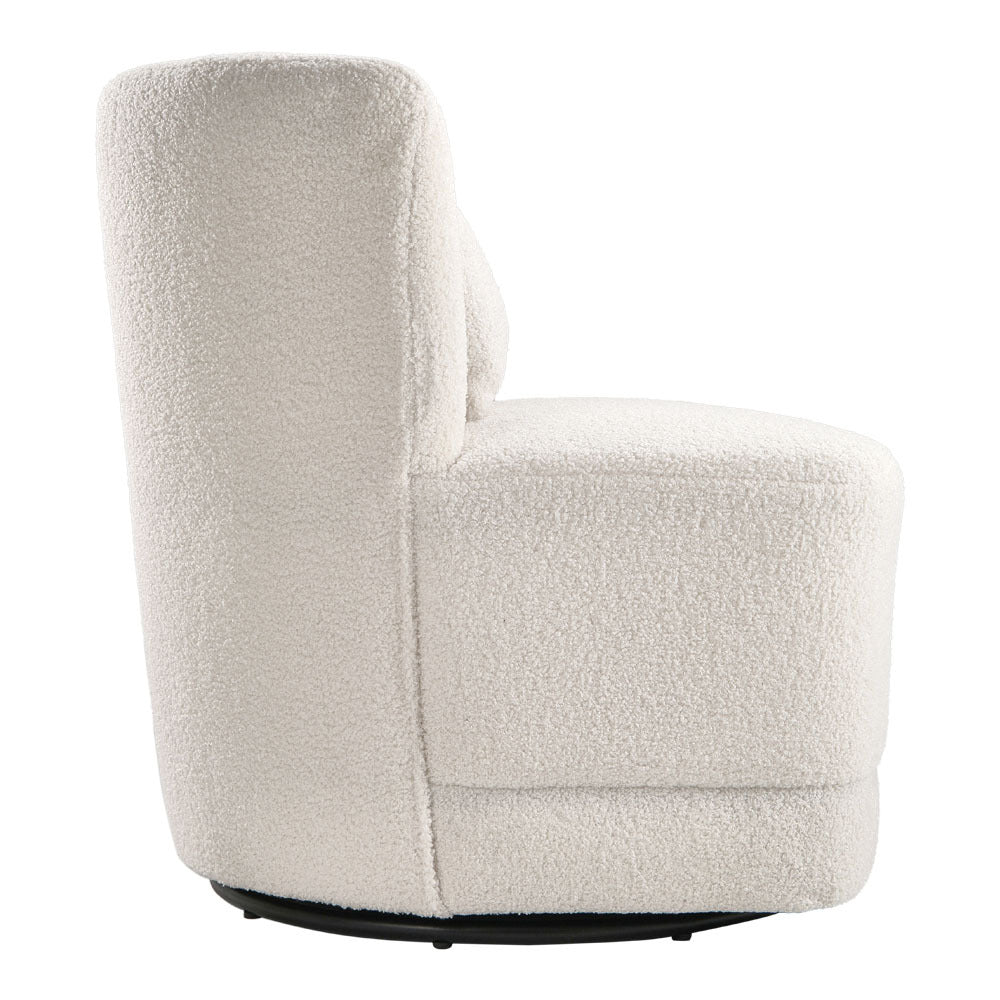 Teddy FurUpholstered Swivel Barrel Chair with Pillow