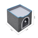 Dark Grey Foldable Multifunctional Cat Bed with Scratching Pad