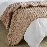 80x100CM Hand Woven Chenille Blanket for Couch and Bed,Khaki