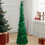 Green Collapsible Pop Up Tinsel Christmas Tree with Base 1.2M