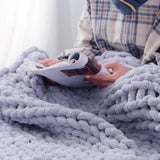 120x150CM Hand Woven Chenille Blanket for Couch and Bed,Grey