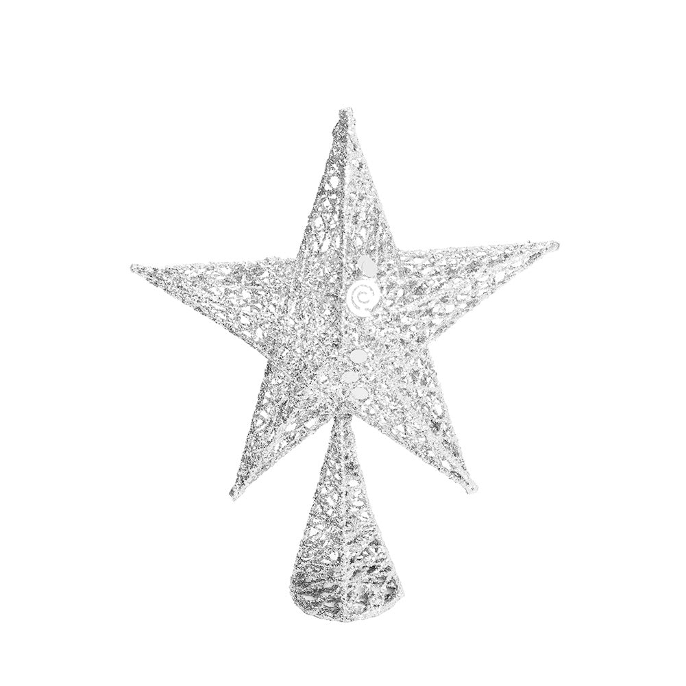 Iron Christmas Tree Topper Star Ornament Home Decor, Silver 20x30CM