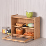 2 Tier Bamboo Bread Box for Kitchen Counter